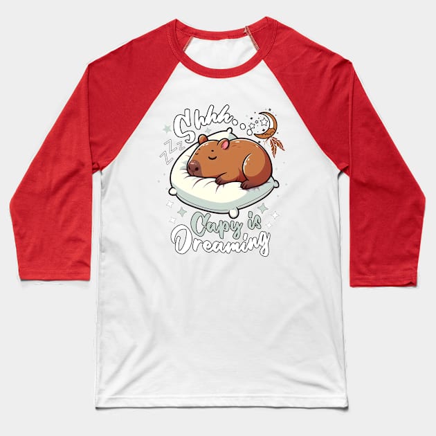 Capy Capybara Cute Sleepy Baseball T-Shirt by alcoshirts